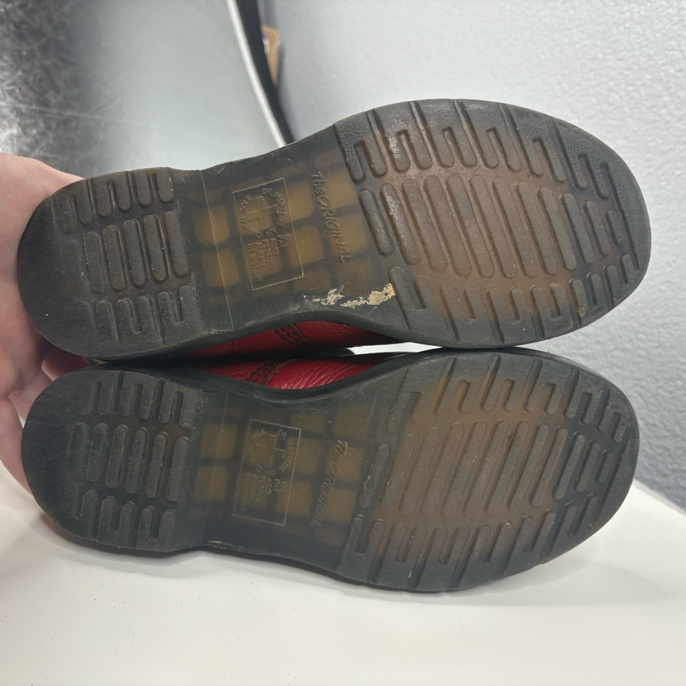 Doc Martens Red Leather Zippered Boots - Picture 11 of 11